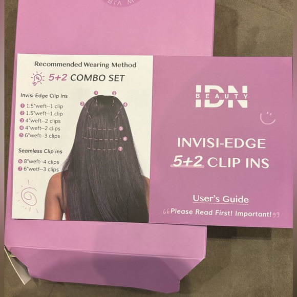 IDN BEAUTY 5+2 Invisi edge seamless clip in human hair extensions NWT - Picture 7 of 8